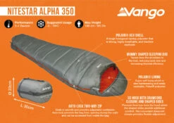 Vango Nitestar Alpha 350 Sleeping Bag (Fog) -Vango Shop nitestar 350 infographic