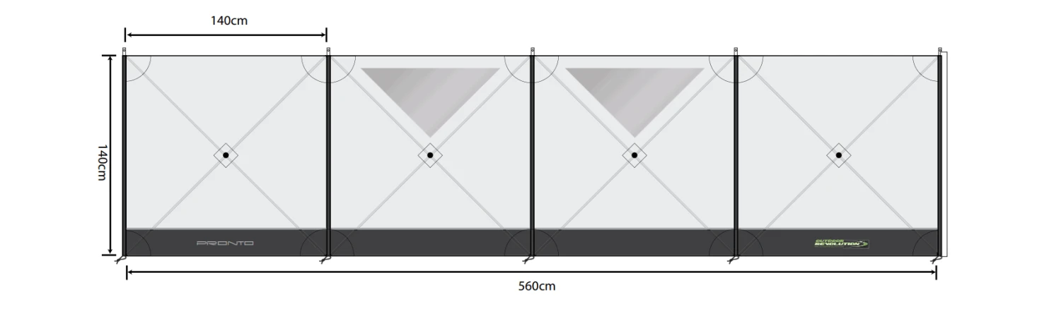Outdoor Revolution Pronto Compact 4 Windbreak (125 * 500cm) 4 Outdoor Revolution Pronto Compact 4 Windbreak (125 * 500cm) - Image 2